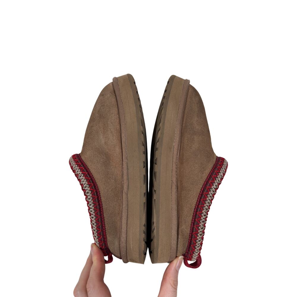 UGG Tasman Slippers Girls Size 2 Brown Suede Fleece Lined Platform - Picture 6 of 8